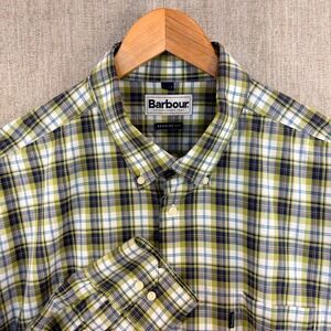 Barbour Dunoon Regular Fit Tailored Green Tartan Plaid Button-Down Shirt Mens XL
